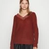 Vila VIGLACY REV V-NECK - Jumper - Fired Brick -Vila shop 096a2279d9b84f8aa98e7bd77be4fcc9