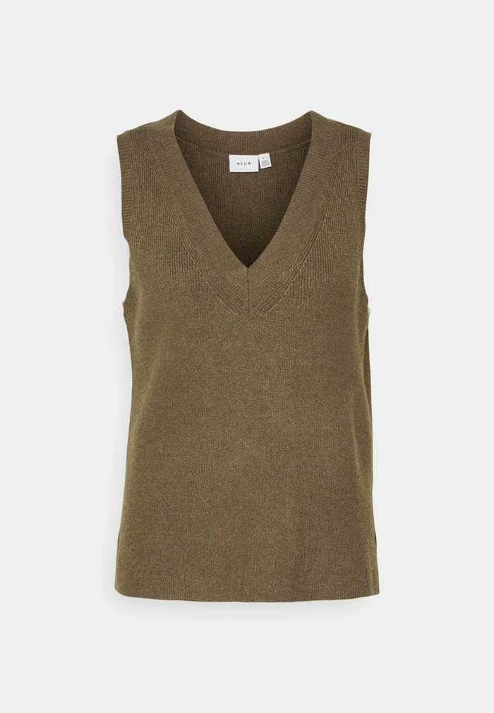 Vila VIRIL V-NECK VEST - Jumper - Mottled Brown 8 Vila VIRIL V-NECK VEST - Jumper - Mottled Brown - Image 6