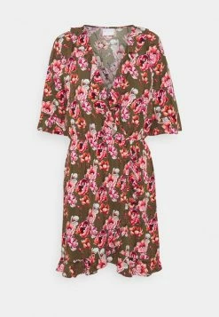 VILANA DITSY FLOUNCE WRAP DRESS - Day Dress - Dark Olive