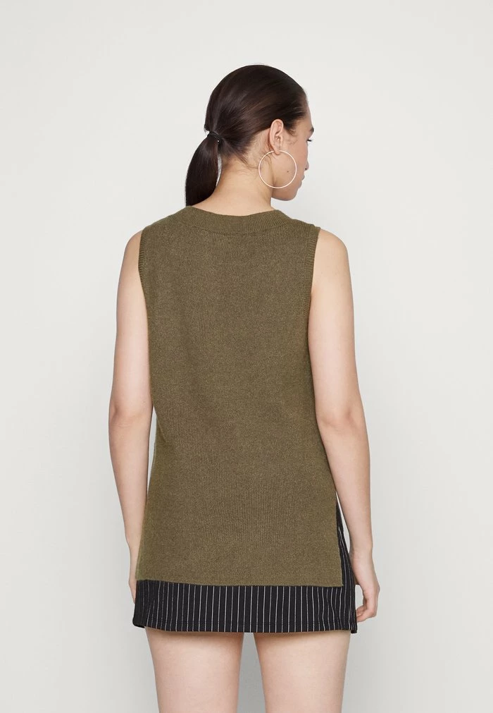 Vila VIRIL V-NECK VEST - Jumper - Mottled Brown 5 Vila VIRIL V-NECK VEST - Jumper - Mottled Brown - Image 3