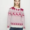 Vila VICOMET CHRISTMAS - Jumper - Snow White/red -Vila shop 159c3b004f1a47719b3b04cd9e5a739f