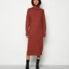 Vila VIRIL ROLL NECK MIDI DRESS - Jumper Dress - Red