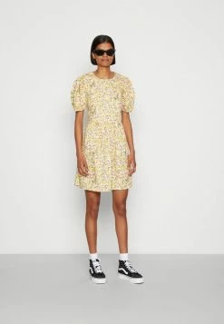 Vila VIDONNA PUFF SLEEVE SHORT DRESS - Day Dress - Yellow/pink -Vila shop 1778ab5a296447cca5989d5ac6684238