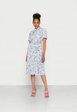 Vila VICAMILLA SHIRT DRESS - Day Dress - Aquamarine/pink
