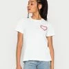 Vila VIPURE HEART - Print T-shirt - Cloud Dancer Embroidery -Vila shop 484fb2e485a64945a6a4adaa5c04ac3f