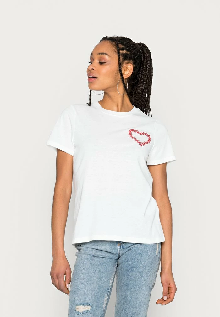 Vila VIPURE HEART - Print T-shirt - Cloud Dancer Embroidery 3 Vila VIPURE HEART - Print T-shirt - Cloud Dancer Embroidery