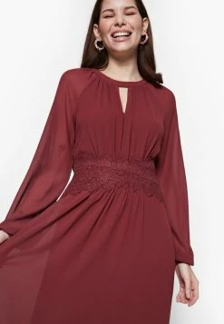 Vila VIMILINA L/S O-NECK - Maxi Dress - Oxblood Red -Vila shop 4deb9ccb3c544e21b4e828489b7ad35c