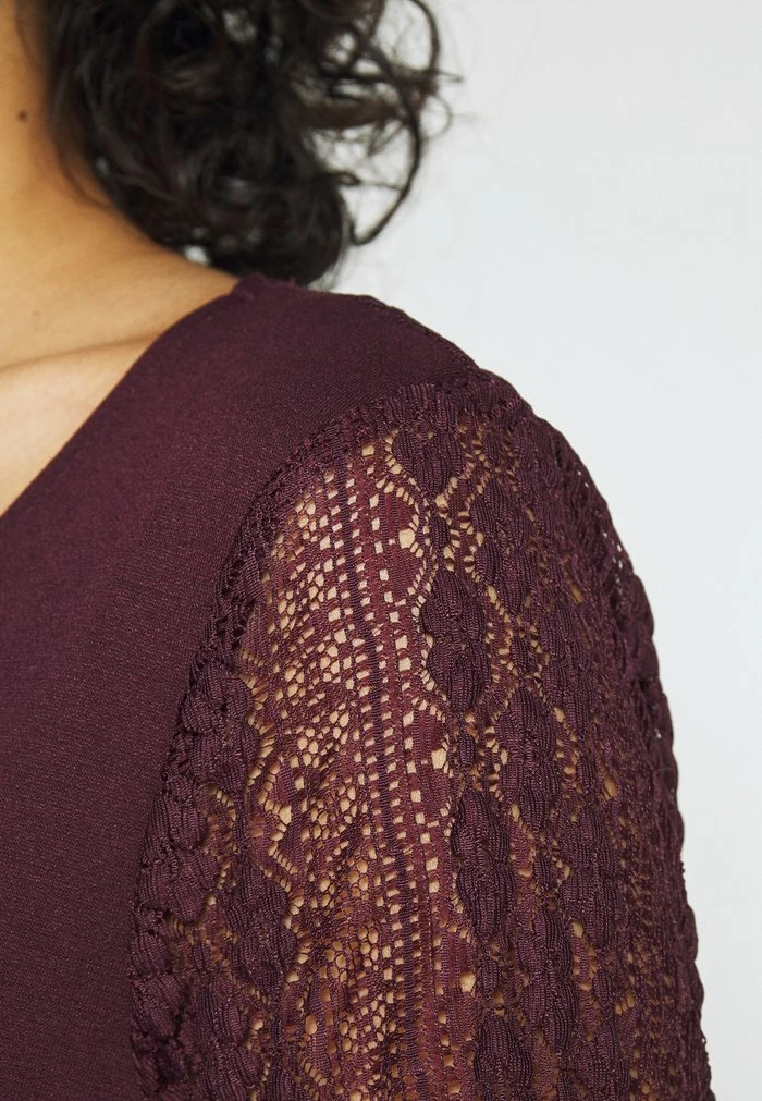 Vila VIJENNIE V NECK MIXED DRESS - Jersey Dress - Winetasting 6 Vila VIJENNIE V NECK MIXED DRESS - Jersey Dress - Winetasting - Image 4