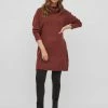Vila ROLLNECK - Jumper Dress - Fired Brickdetail Melange