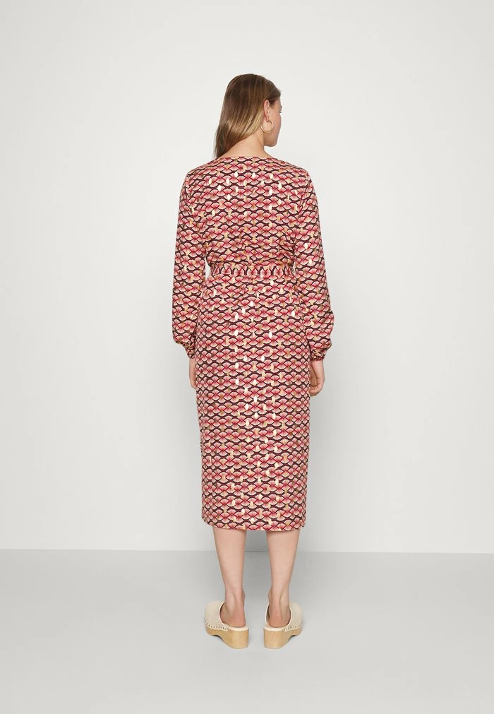 Vila VIZINO MIDI V NECK DRESS - Day Dress - Red 5 Vila VIZINO MIDI V NECK DRESS - Day Dress - Red - Image 3