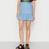 Vila VIACELIA FANZI SKIRT - Mini Skirt - Light Blue Denim -Vila shop 56dd8846f1a44a5abdc16da84029901b