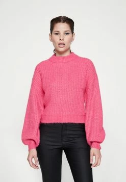Vila VIFELO CREW NECK CROP - Jumper - Fandango Pinkdetail:melange
