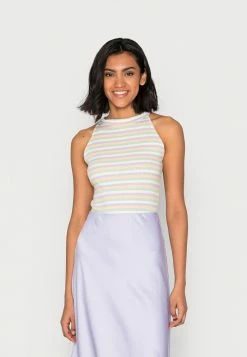 Vila VICANDY HALTER NECK - Top - Bonnie Blue Goldfinch/flame Scarlet/tangerine