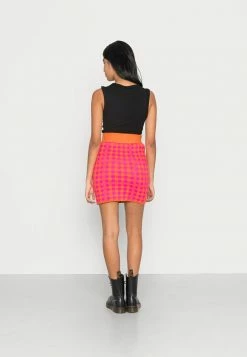 Vila VICHEKINA SHORT SKIRT - Mini Skirt - Fuchsia Pinkchecks/tangerine -Vila shop 625a2d26568b4faa9ad035d36ca88842