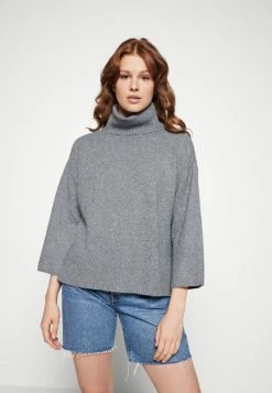 Vila VIHAILEY ROLLNECK 7/8 SLEEVE - Jumper - Medium Grey Melange