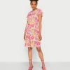 Vila VILINEA O NECK DRESS - Cocktail Dress / Party Dress - White/pink/orange/lilac