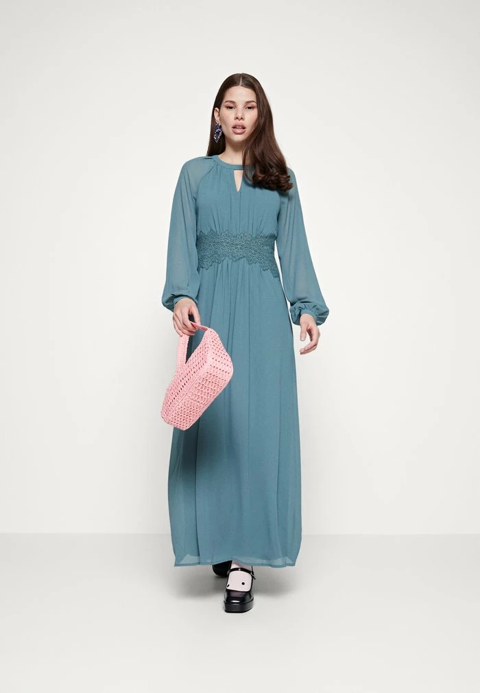 Vila VIMILINA L/S O-NECK - Maxi Dress - North Atlantic 4 Vila VIMILINA L/S O-NECK - Maxi Dress - North Atlantic - Image 2