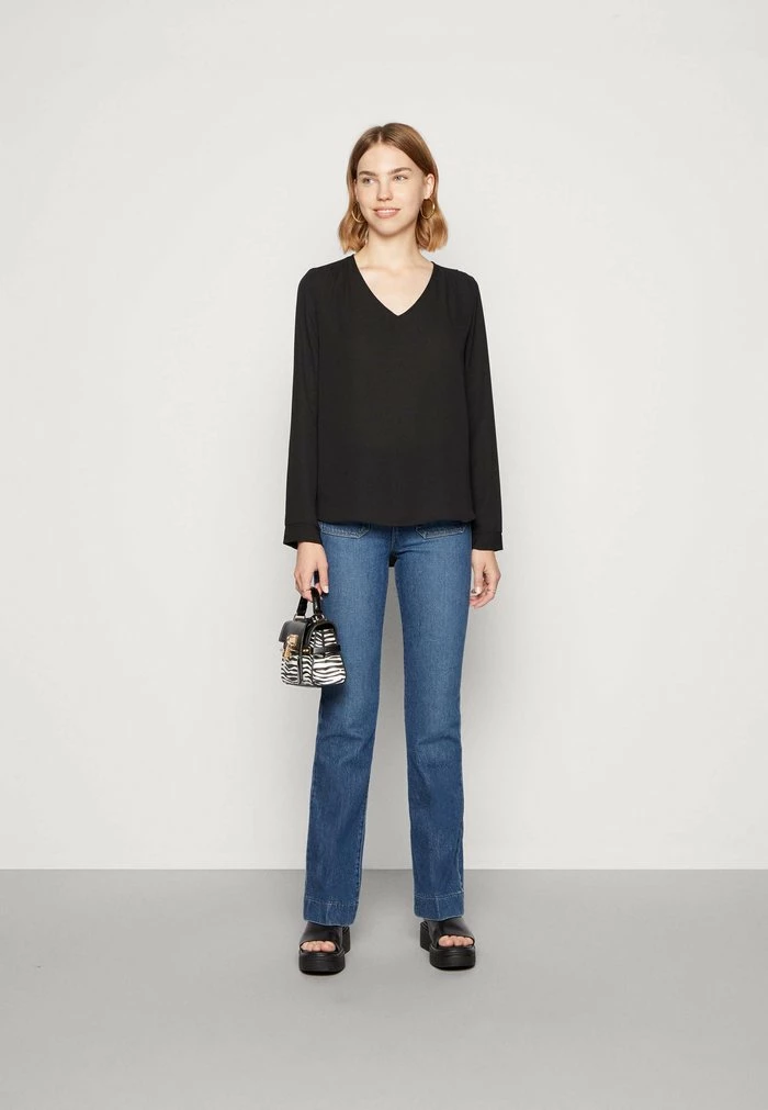 Vila VIMUSA V-NECK - Long Sleeved Top - Black 4 Vila VIMUSA V-NECK - Long Sleeved Top - Black - Image 2