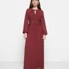 Vila VIMILINA L/S O-NECK - Maxi Dress - Oxblood Red