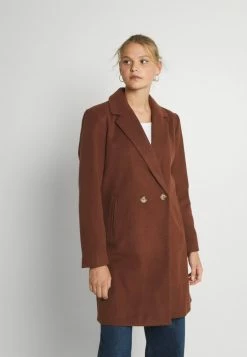 Vila VIPOKU BUTTON COAT - Classic Coat - Chocolate Fondant