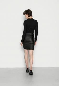 Vila VIINES COMMIT SHORT COATED SKIRT - Mini Skirt - Black -Vila shop 74aca078fae840ab9c58b62acbf8e00b