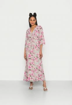 Vila VICLARETTE V NECK ANKLE DRESS - Day Dress - Desert Sage/fuchsia Pink