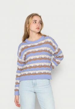 Vila VIBRITTA ROUND NECK LONG SLEEVE - Jumper - Brown/lilac/white