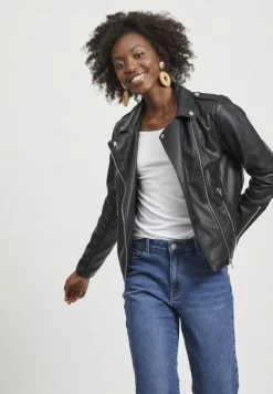 Vila Faux Leather Jacket - Black