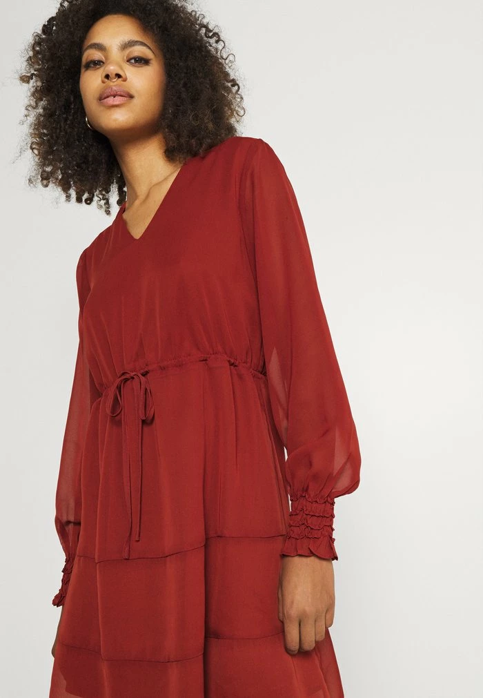 Vila VIVALINE DRESS - Day Dress - Burnt Henna 6 Vila VIVALINE DRESS - Day Dress - Burnt Henna - Image 4
