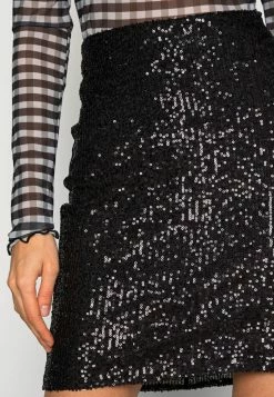 Vila VISIGRID SEQUINS SKIRT - Mini Skirt - Black Sequins -Vila shop 83edd207a30b48df9ce2388f31a19349