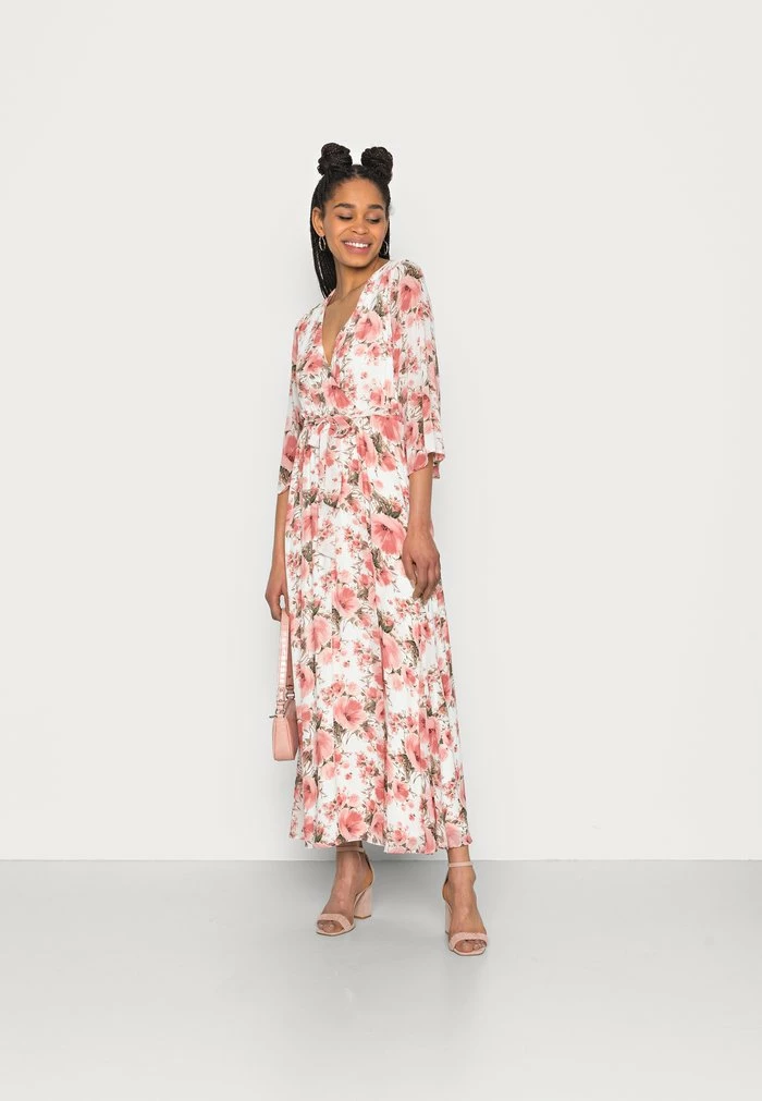 Vila VICLARETTE V NECK ANKLE DRESS - Day Dress - Cloud Dancer/pink 4 Vila VICLARETTE V NECK ANKLE DRESS - Day Dress - Cloud Dancer/pink - Image 2