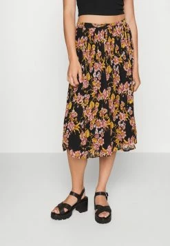 Vila VIADELINE PLISSE MIDI - A-line Skirt - Black