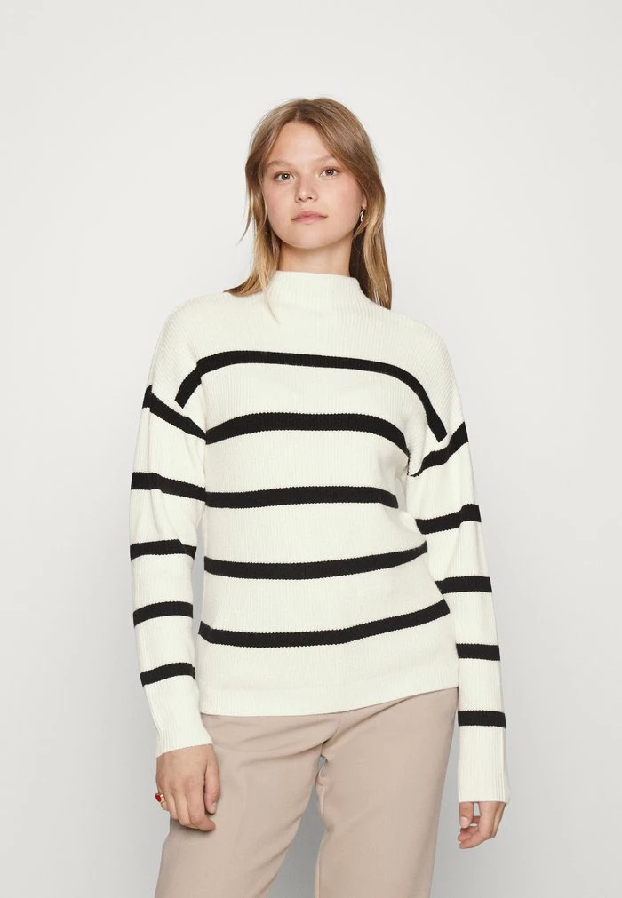 Vila VIRIL MOCKNECK - Jumper - White/black 3 Vila VIRIL MOCKNECK - Jumper - White/black