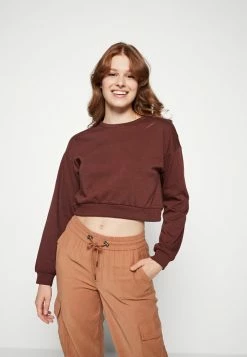 Vila VIRUST CROPPED - Sweatshirt - Chocolate Fondant