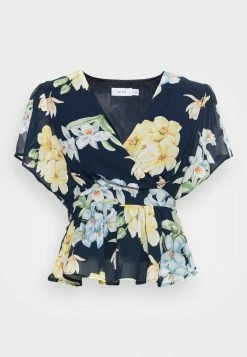 Vila VIKATHRYN - Blouse - Blue/yellow -Vila shop 9ac63f1df0764761a80f12b165fd59d0