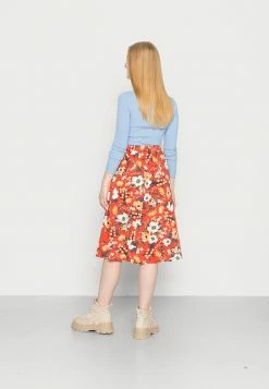 Vila VIFLORA MIDI SKIRT - A-line Skirt - Red -Vila shop 9c905ecf7c85432da438e662ece28acc