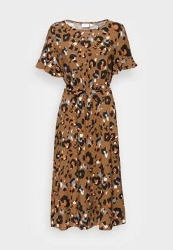 Vila VIEVA AYA O NECK MIDI DRESS - Day Dress - Toasted Coconut Leo Multi Colors -Vila shop a0496a68b32d49209eb70438eeb3ff23