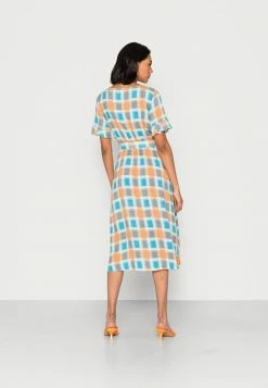 Vila VIEVA AYA O NECK MIDI DRESS - Day Dress - Kentucky Blue Check Cement/white -Vila shop a2b6ca0947fe4579b2cb1048f5558cd2