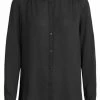 Vila VILUCY BUTTON - Button-down Blouse - Black -Vila shop a4ab398798f344b1b4a8f304950e2f62