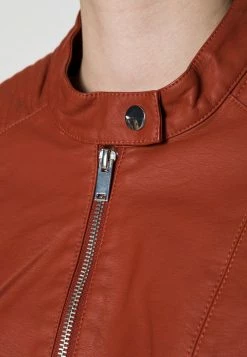 Vila Faux Leather Jacket - Burnt Henna -Vila shop ab3e3830e7ad42f58d371319e10633e4