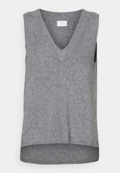 Vila VIRIL V-NECK VEST - Jumper - Medium Grey Melange -Vila shop b058336e12a24cf995cb1d1ca9a19440