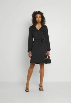 Vila VIELLETTE VNECK DRESS - Day Dress - Black -Vila shop ba1ee37aabcc4a499fc54f567c1a7ed0