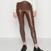 Vila VIKATY HIGH WAIST - Leggings - Trousers - Chocolate Fondant