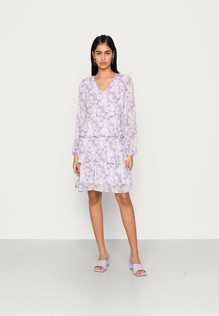 Vila VIFILLIPPA V NECK MIDI DRESS - Day Dress - Pastel Lila/white/purple 3 Vila VIFILLIPPA V NECK MIDI DRESS - Day Dress - Pastel Lila/white/purple