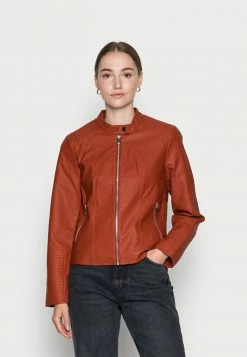 Vila Faux Leather Jacket - Burnt Henna