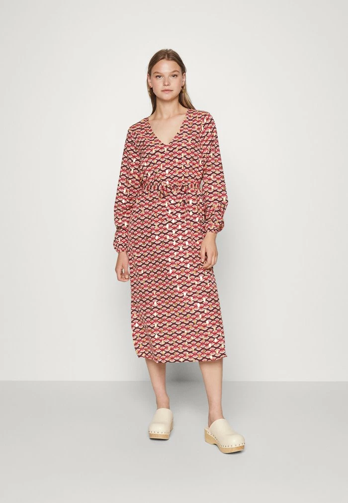 Vila VIZINO MIDI V NECK DRESS - Day Dress - Red 3 Vila VIZINO MIDI V NECK DRESS - Day Dress - Red