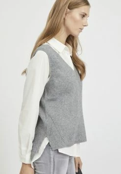 Vila VIRIL V-NECK VEST - Jumper - Medium Grey Melange -Vila shop c34f8f336c5342d28dae0aa5a67b7332