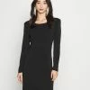 Vila VIBORNEO SHOULDER PAD DRESS - Jersey Dress - Black -Vila shop c57290642fe24058baaed01d4d8c630b