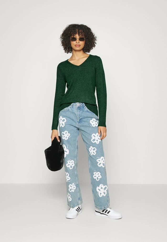 Vila VIRIL V NECK - Jumper - Dark Melange 4 Vila VIRIL V NECK - Jumper - Dark Melange - Image 2