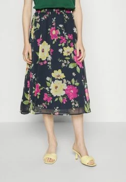 Vila VIFALIA MIDI SKIRT - Pleated Skirt - Dark Navy